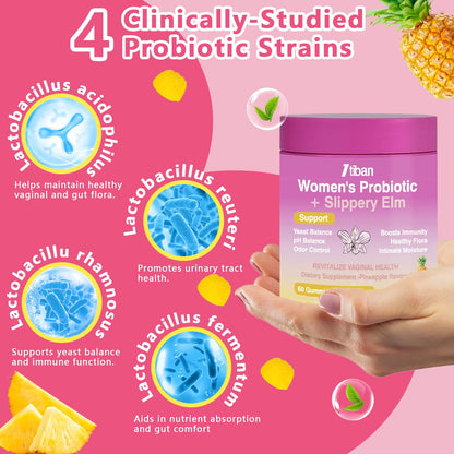 Itiban Feminine Vaginal Probiotics Gummies, Supports pH Balance & Digestive Health, Slippery Elm for Women, Suagr-Free - PrimeBioHealth - canada supplements
