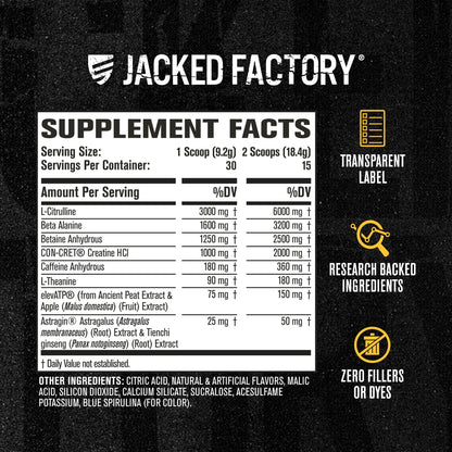 Jacked Factory Nitrosurge Build Pre Workout with Creatine for Muscle Building - Con Cret Creatine Powder & elevATP for Intense Energy, Powerful Pump, - PrimeBioHealth - canada supplements