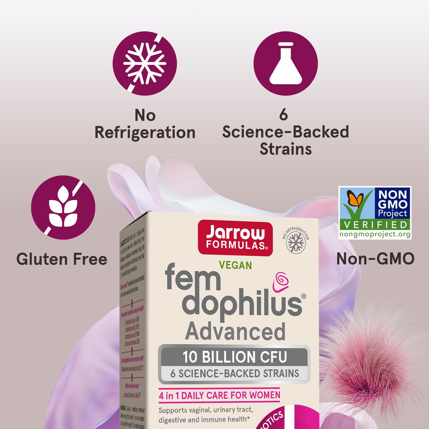 Jarrow Formulas Fem-Dophilus Advanced Vaginal & Digestive Probiotics 10 Billion CFU with 6 Science Backed Strains, for Vaginal, Urinary Tract - PrimeBioHealth - canada supplements