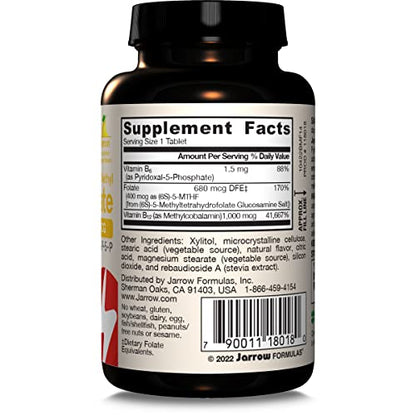 Jarrow Formulas Methyl B-12 & Methyl Folate, Bioactive Vitamin B9 & Vitamin B12 Supplement, Supports Cellular Energy Production, Healthy Brain Function & Metabolism - PrimeBioHealth - canada supplements
