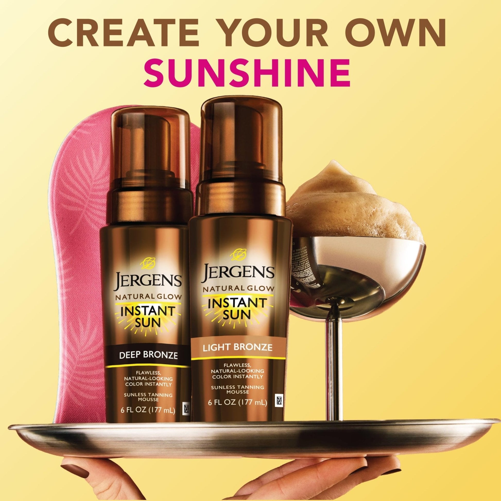 Jergens Natural Glow Instant Sun Body Mousse, Self Tanner for Light Bronze Tan, Sunless Tanning Body Bronzer - PrimeBioHealth - canada supplements