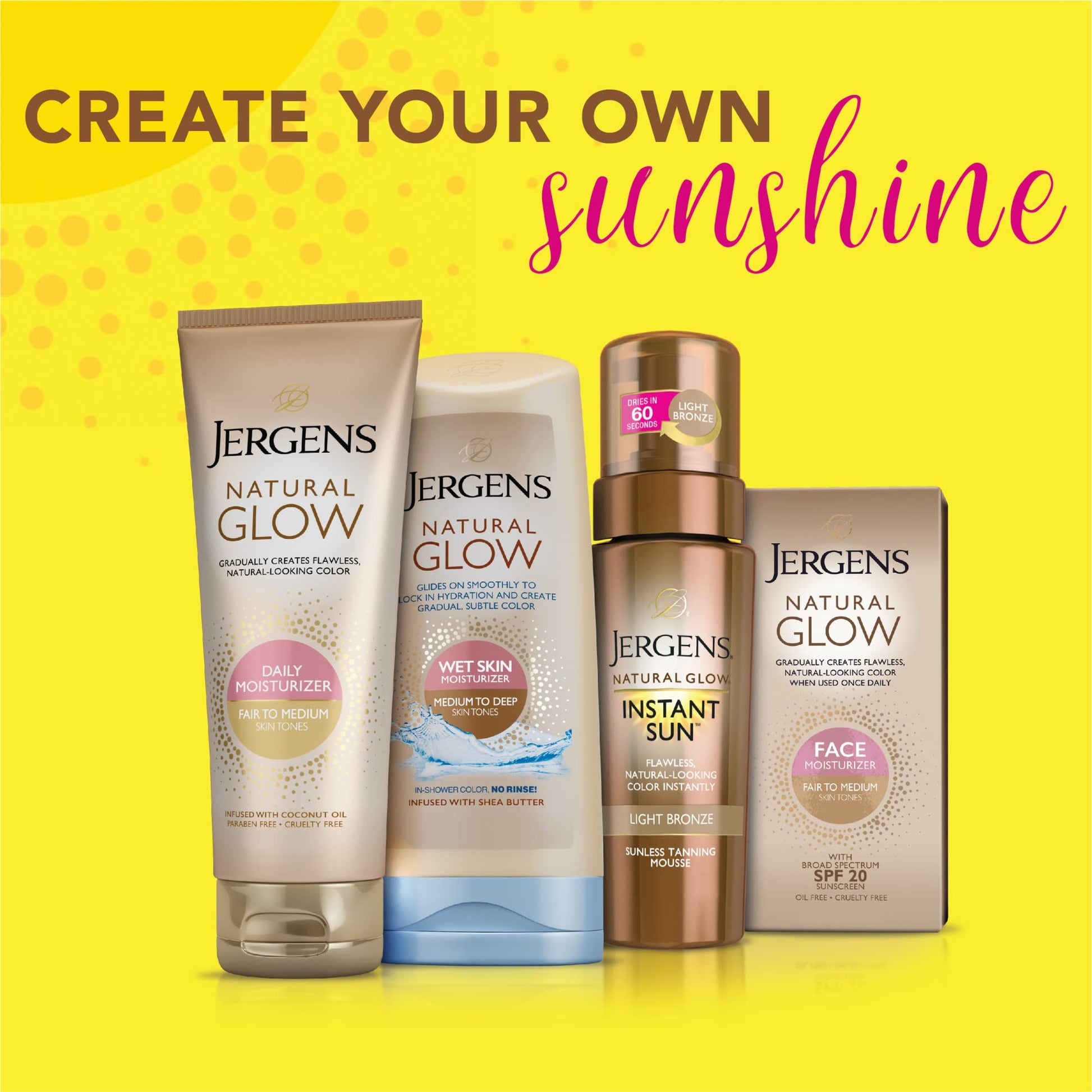 Jergens Natural Glow Self Tanner Face Moisturizer with SPF 20 Facial Sunscreen, Medium to Deep Skin Tone, Sunless Tanning, Oil Free - PrimeBioHealth - canada supplements