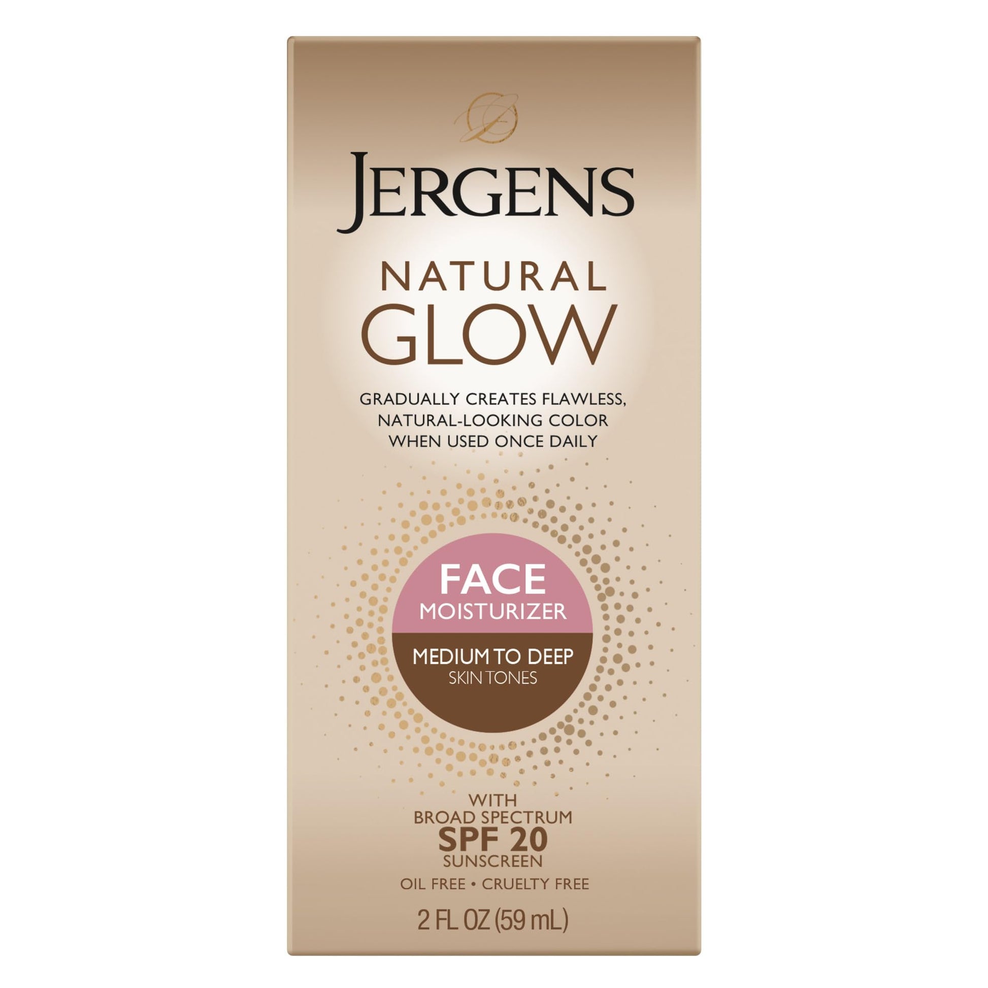 Jergens Natural Glow Self Tanner Face Moisturizer with SPF 20 Facial Sunscreen, Medium to Deep Skin Tone, Sunless Tanning, Oil Free - PrimeBioHealth - canada supplements