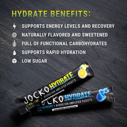 Jocko Fuel Hydrate Electrolytes Powder Packets Low Sugar - Hydration Amplifier Packets for Recovery, Dehydration, & Exercise - with Vitamins B6, B12 & C - PrimeBioHealth - canada supplements