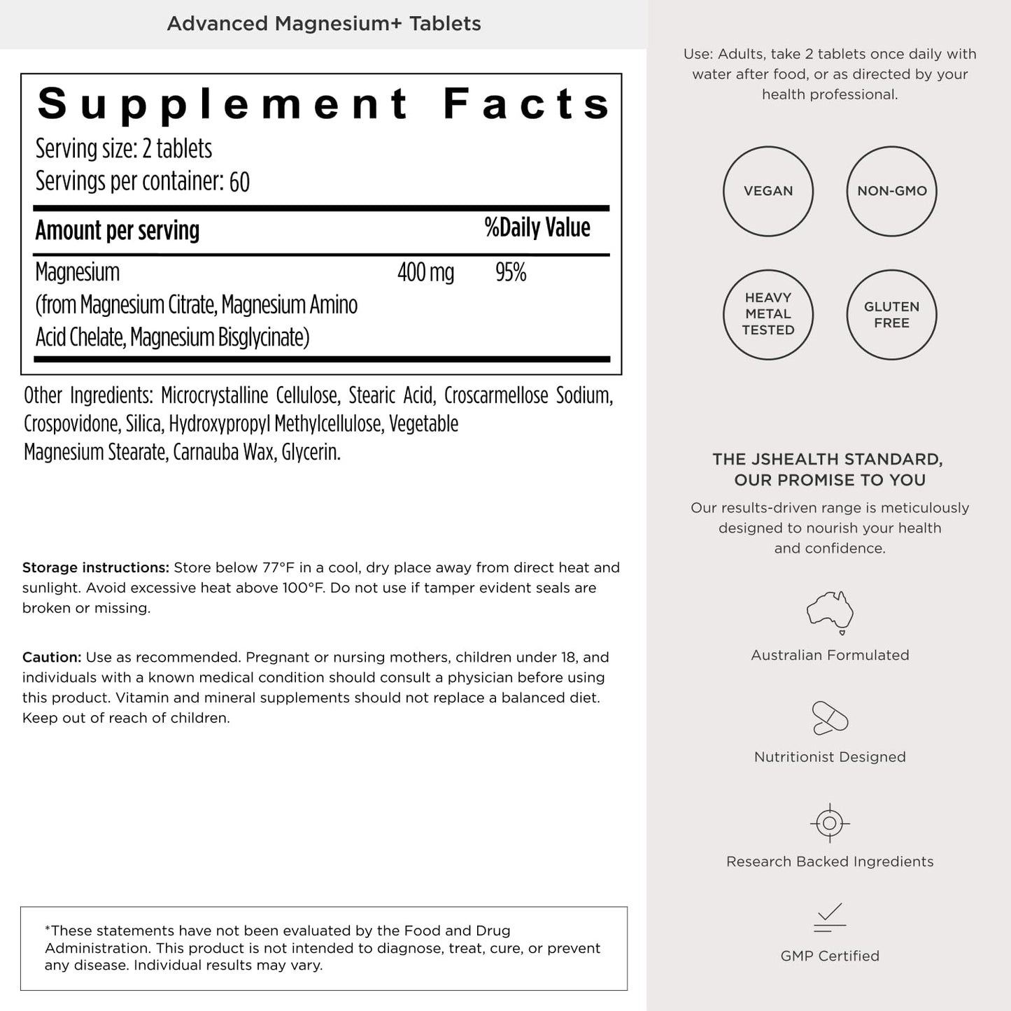 JSHealth Magnesium Supplement for Sleep. 400mg Triple-Form Glycinate, Citrate, Amino Acid Chelate - PrimeBioHealth - canada supplements