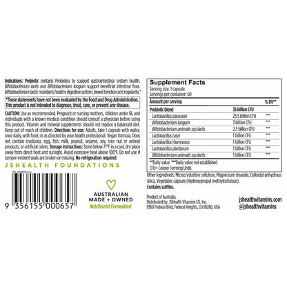 JSHealth Vitamins Gut Health and Immunity Formula | Probiotics for Women and Men | Shelf Stable Probiotic Supplement for Digestive Health and Immune Support (60) - PrimeBioHealth - canada supplements
