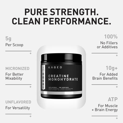 Kaged Creatine Monohydrate Micronized Powder | Unflavored | Muscle Building & Recovery | 5000 mg Per Serving | Vegan, Gluten Free, Easily Digestible - PrimeBioHealth - canada supplements