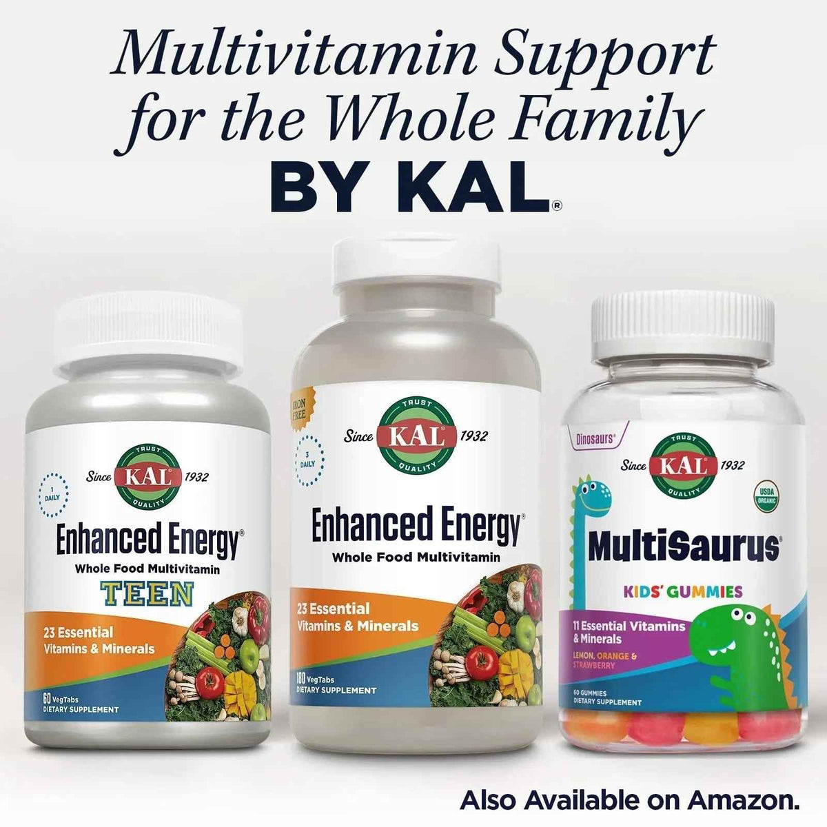 KAL® Enhanced Energy Multivitamin | Whole Food Based Vitamins & Minerals w/ Antioxidants, Digestive Enzymes & Natural Carotenoids | 180 Capsules