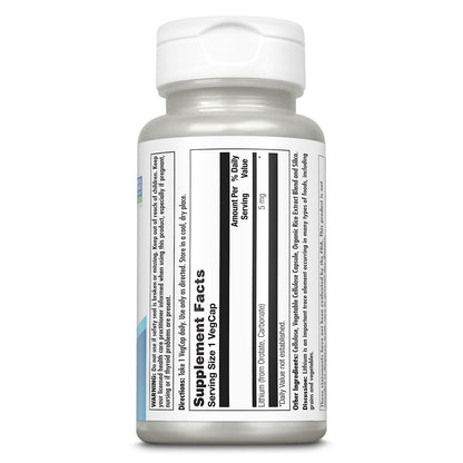 KAL Lithium Orotate 5 milligrams | Low Serving Of Chelated Lithium Orotate For Bioavailability and Mood Support | In Organic Rice Bran Extract Base | 120 VegCaps - PrimeBioHealth - canada supplements