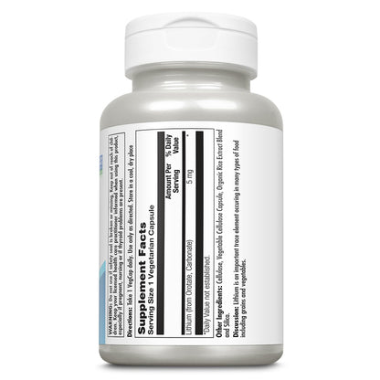 KAL Lithium Orotate 5mg, Low Dose Lithium Supplement for General Wellness Mood Support, Highly Bioavailable, Vegan, 60-Day Guarantee, 180 Servings, 180 VegCaps - PrimeBioHealth - canada supplements