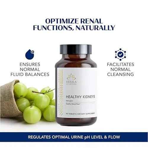 Kerala Ayurveda Healthy Kidney Herbal Tablets | Support Normal Kidney Function and Health | Kidney and Bladder Support | Urinary System Support - 90 Count