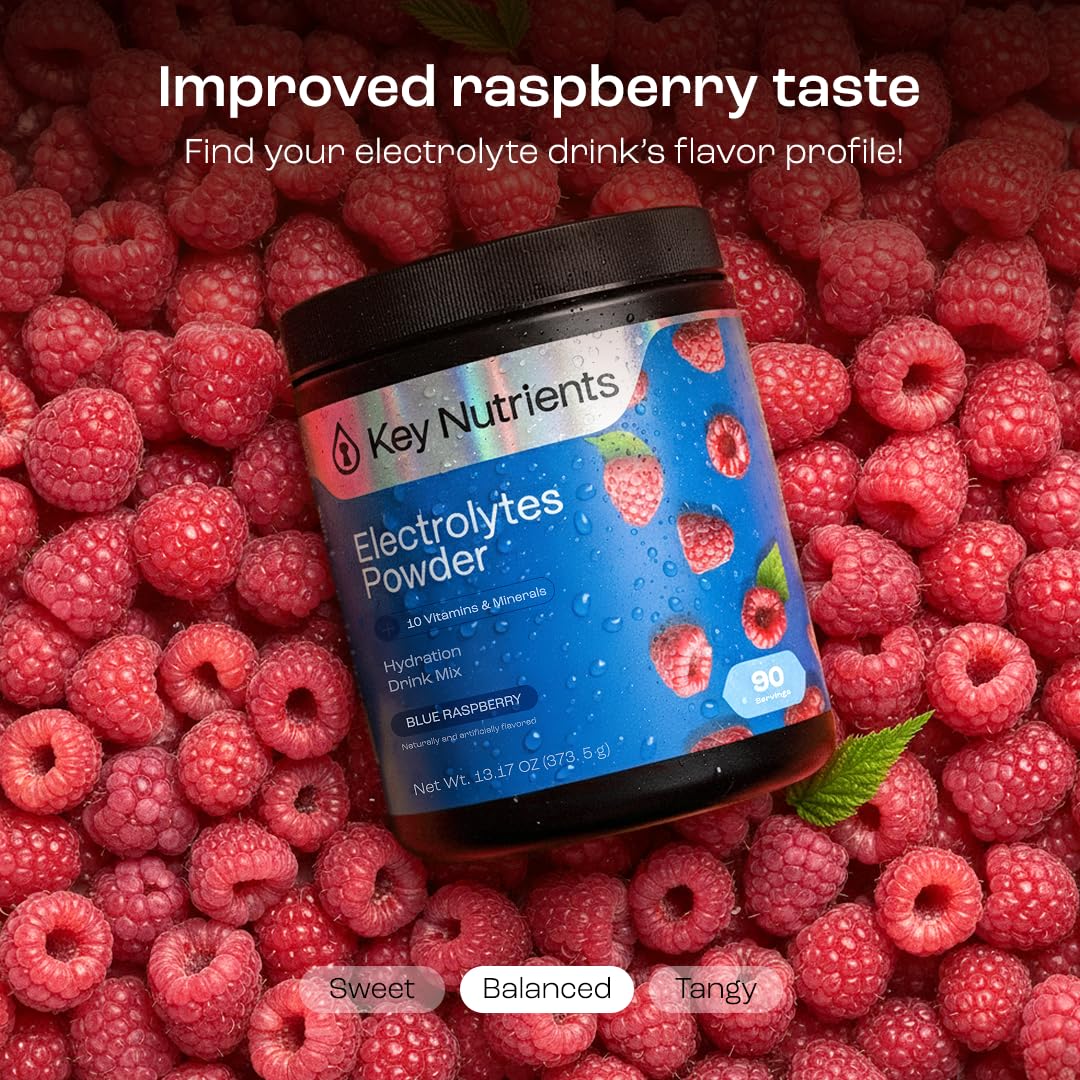 KEY NUTRIENTS Multivitamin Electrolytes Powder No Sugar - Sweet Blue Raspberry Electrolyte Powder - Endurance & Energy Supplement - Hydration Powder - PrimeBioHealth - canada supplements
