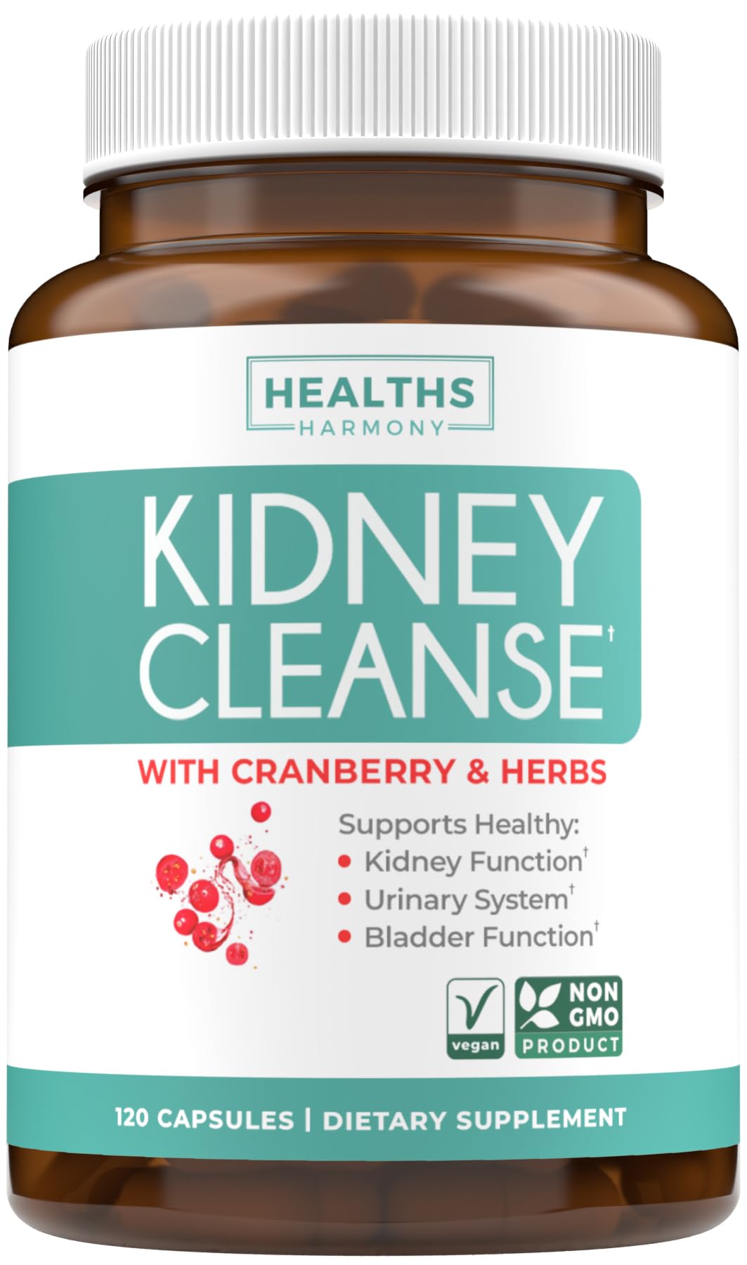 Kidney Cleanse Detox (Non-GMO) Support Healthy Urinary Tract- Powerful VitaCran Cranberry Extract & Herbs – Healthy Kidney Support Supplement - 60 Vegetarian Capsules (No Pills) - PrimeBioHealth - canada supplements