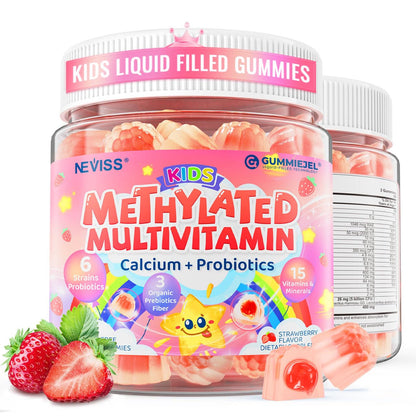 Kids Multivitamin Gummies + Calcium, Probiotics, Vitamin D3, C, Methylated B12 & Methylfolate, B6, A, K2, E, Zinc, Prebiotics for Children Ages 4+, Clean & Sugar Free, for Nutritional Support, 60 Cts - PrimeBioHealth - canada supplements