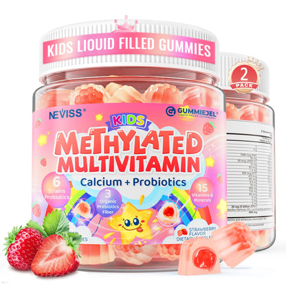 Kids Multivitamin Gummies + Calcium, Probiotics, Vitamin D3, C, Methylated B12 & Methylfolate, B6, A, K2, E, Zinc, Prebiotics for Children Ages 4+, Clean & Sugar Free, for Nutritional Support, 60 Cts - PrimeBioHealth - canada supplements