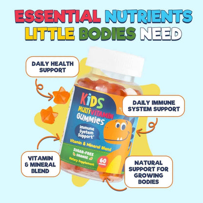 Kids Multivitamin Gummies - Improved Sugar-Free Formula - 100% Daily Folate, Kids Vitamins with Essential Vitamins A, C, D3, E, B6, B12