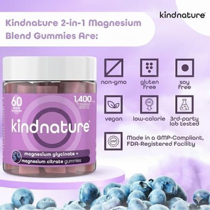 kindnature Magnesium Glycinate & Citrate Gummies – Calm Magnesium Complex for Sleep, Stress, Cramps & Digestion – Chewable Vegan Magnesium - PrimeBioHealth - canada supplements