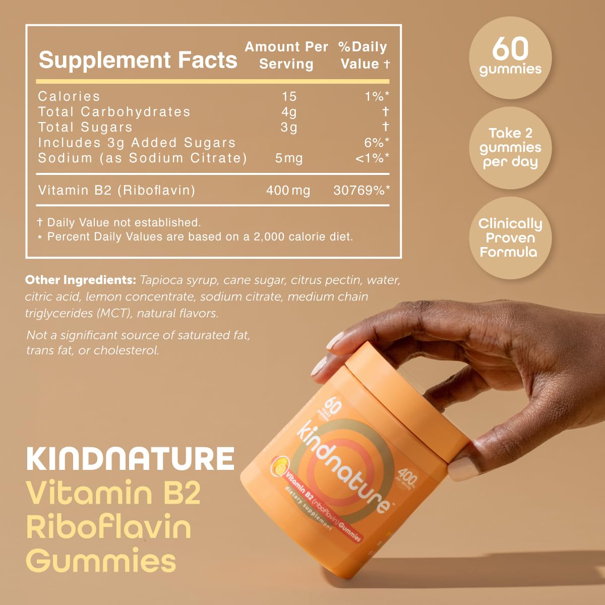kindnature Vitamin B2 Gummies - Riboflavin 400mg Supplement for Kids & Adults - Non-GMO, Soy & Gluten-Free - PrimeBioHealth - canada supplements
