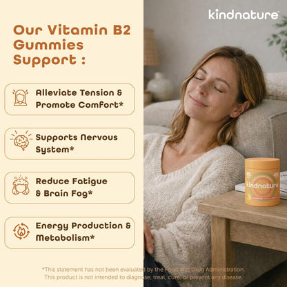 kindnature Vitamin B2 Gummies - Riboflavin 400mg Supplement for Kids & Adults - Non-GMO, Soy & Gluten-Free, Vegan Chewable Gummies (30 Day Supply) (2) - PrimeBioHealth - canada supplements