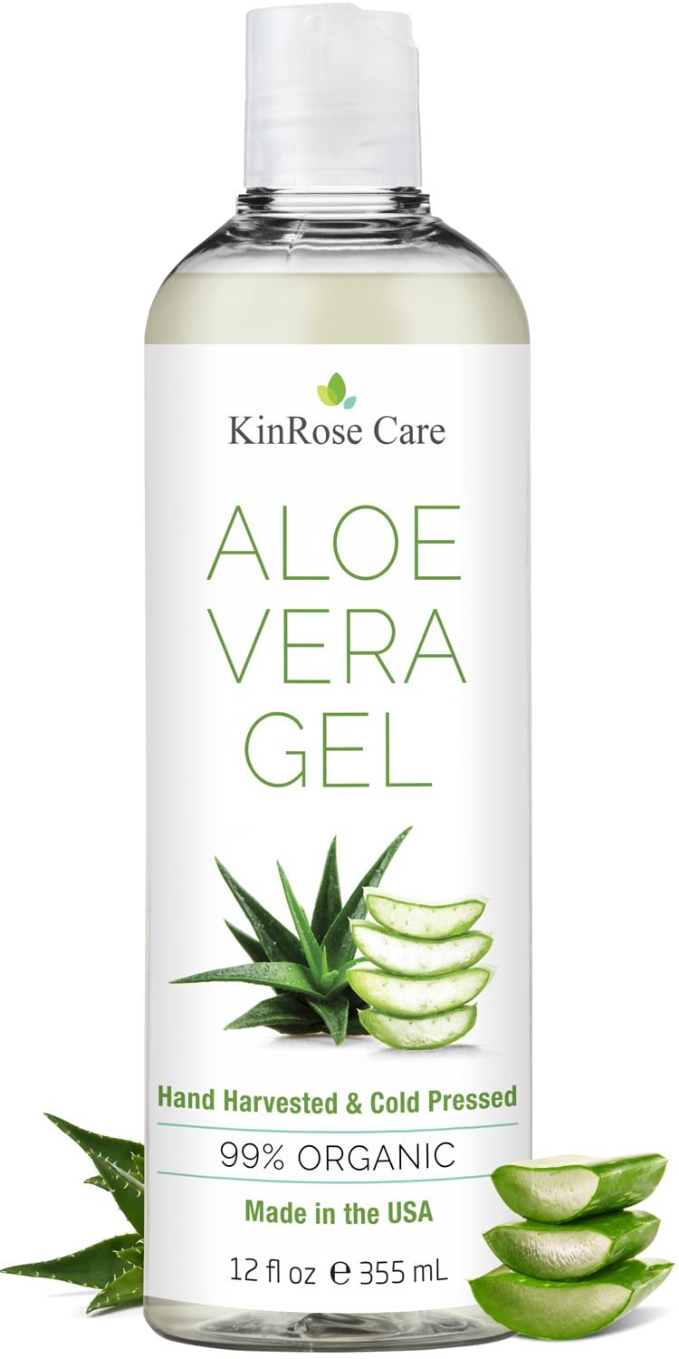 KinRose Care, 12oz Organic Aloe Vera Gel for Face, Skin, Hair & Sunburn Relief - From 100 Percent Pure Aloe Vera - PrimeBioHealth - canada supplements