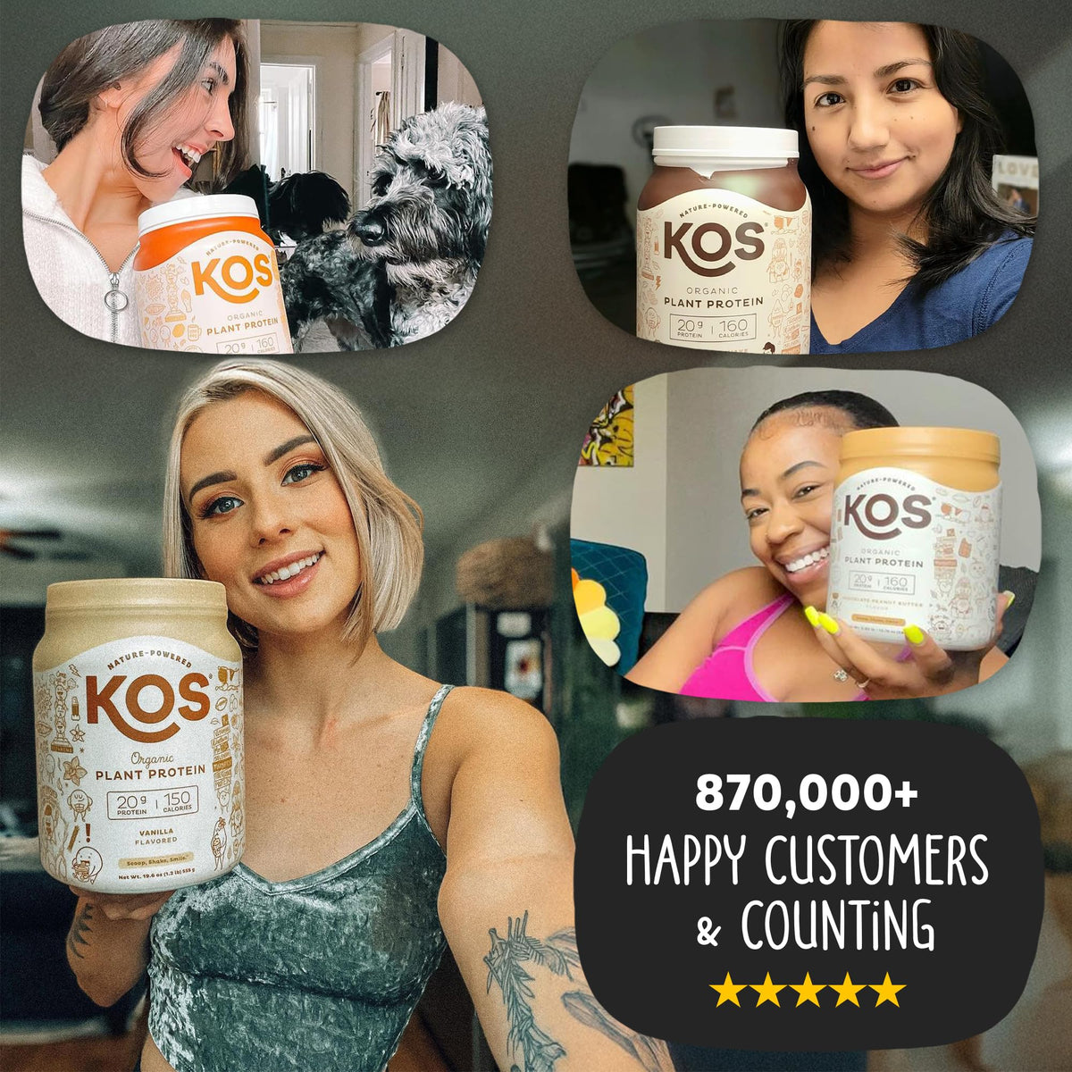 KOS Vegan Protein Powder Erythritol Free, Vanilla USDA Organic - Pea Protein Blend, Plant Based Superfood Rich in Vitamins & Minerals - Keto, Dairy Free - Meal Replacement for Women & Men, 28 Servings - PrimeBioHealth - canada supplements
