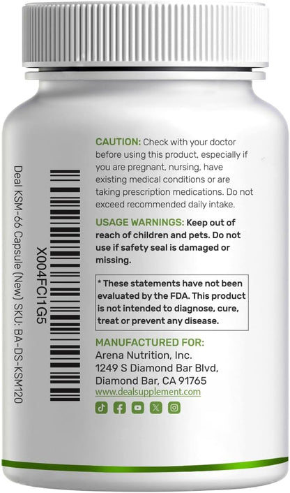 KSM 66 Ashwagandha 1,200mg with Black Pepper, 120 Veggie Capsules – Extra Strength Root Extract – High Absorption – Adaptogenic Supplements for Relaxation, Energy, & Brain Health – Non-GMO - PrimeBioHealth - canada supplements