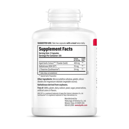 Kyolic Aged Garlic Extract Formula 109, Blood Pressure Health*, 240 Capsules - PrimeBioHealth - canada supplements