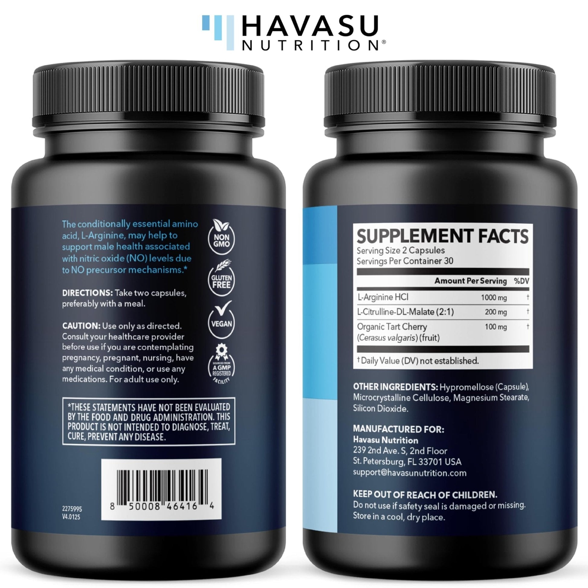 L-Arginine Capsules with L-Citrulline - Nitric Oxide Supplement - L Arginine and L Citrulline Blend - 60 Count - Vegan, Non-GMO Capsules for Performance - PrimeBioHealth - canada supplements