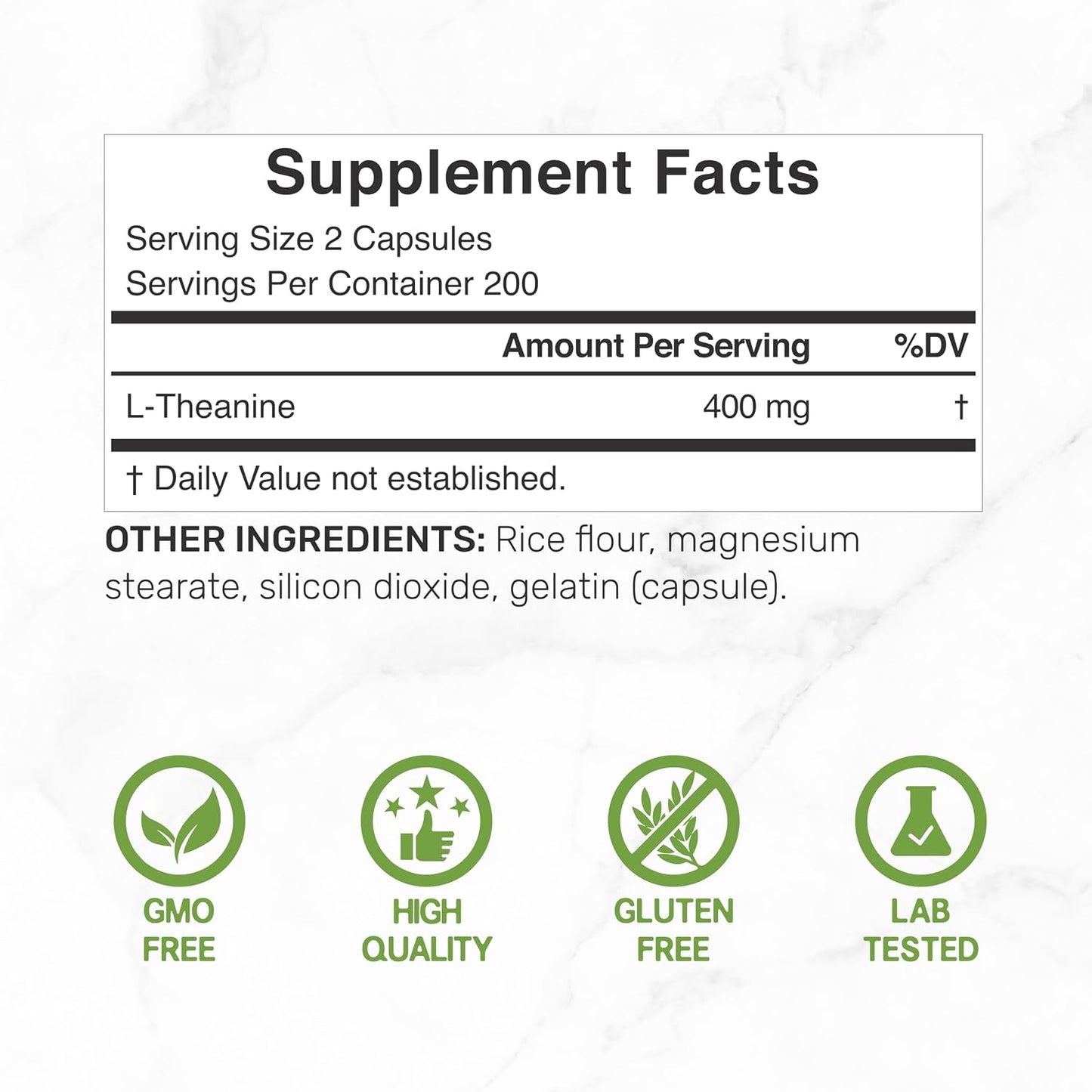 L-Theanine 400mg, 400 Capsules – Extra Strength Theanine Supplement – Amino Acids for Focus & Relaxation Support – Non-GMO & Gluten Free - PrimeBioHealth - canada supplements