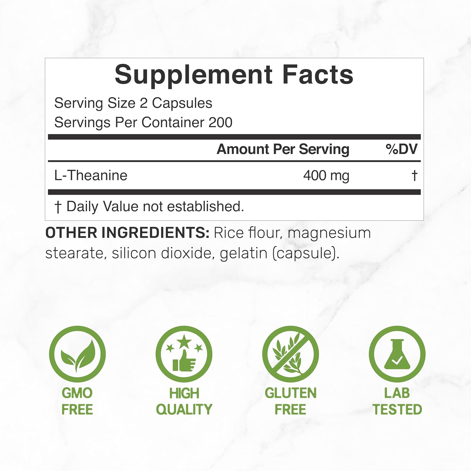 L-Theanine 400mg, 400 Capsules – Extra Strength Theanine Supplement – Amino Acids for Focus & Relaxation Support – Non-GMO & Gluten Free - PrimeBioHealth - canada supplements