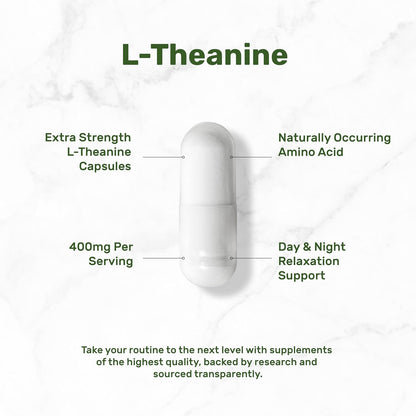L-Theanine 400mg, 400 Capsules – Extra Strength Theanine Supplement – Amino Acids for Focus & Relaxation Support – Non-GMO & Gluten Free - PrimeBioHealth - canada supplements