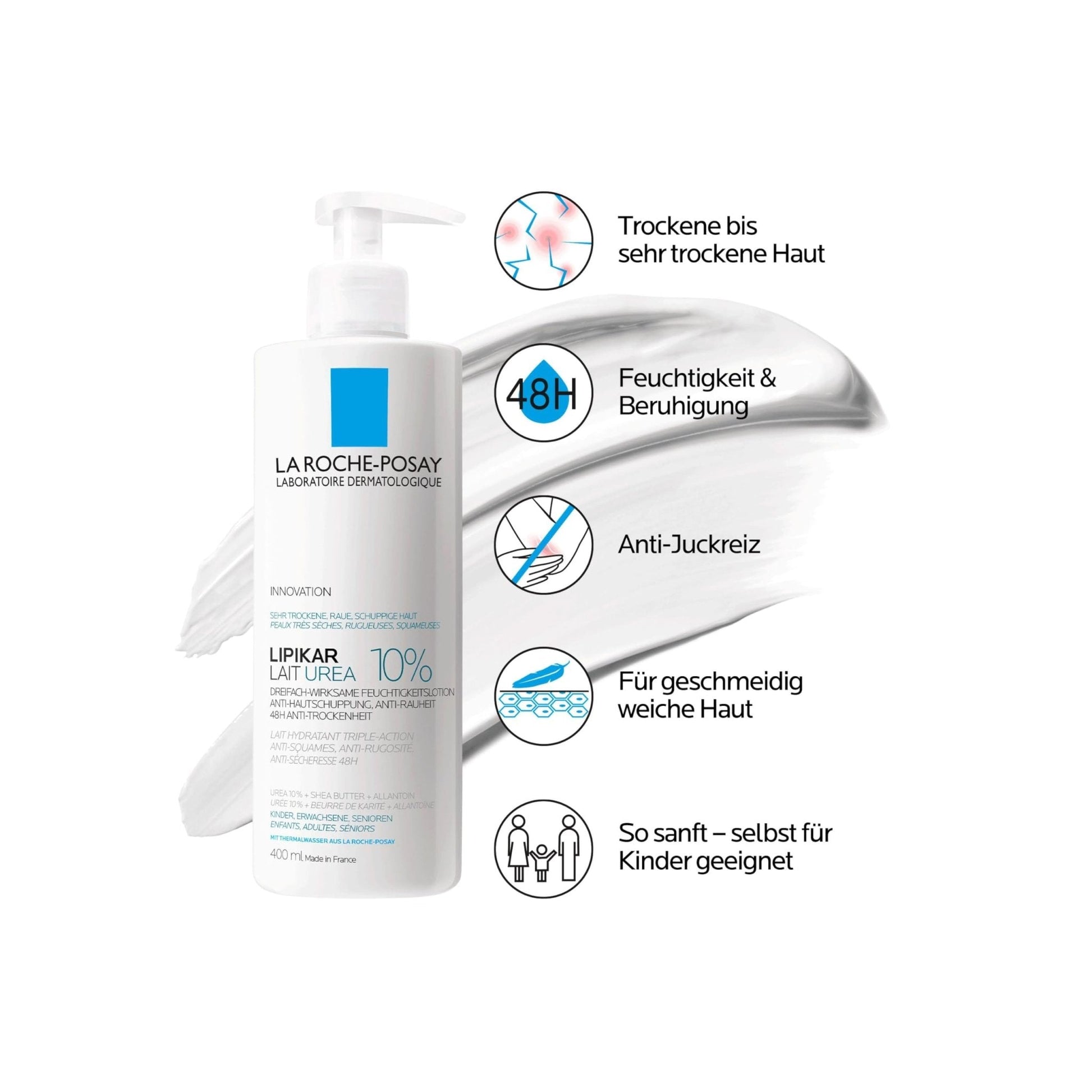 La Roche-Posay Lipikar Urea 10% Roughness Smoothing Lotion, Body Lotion For Dry Skin With 10% Urea + Shea Butter + Allantoin - PrimeBioHealth - canada supplements