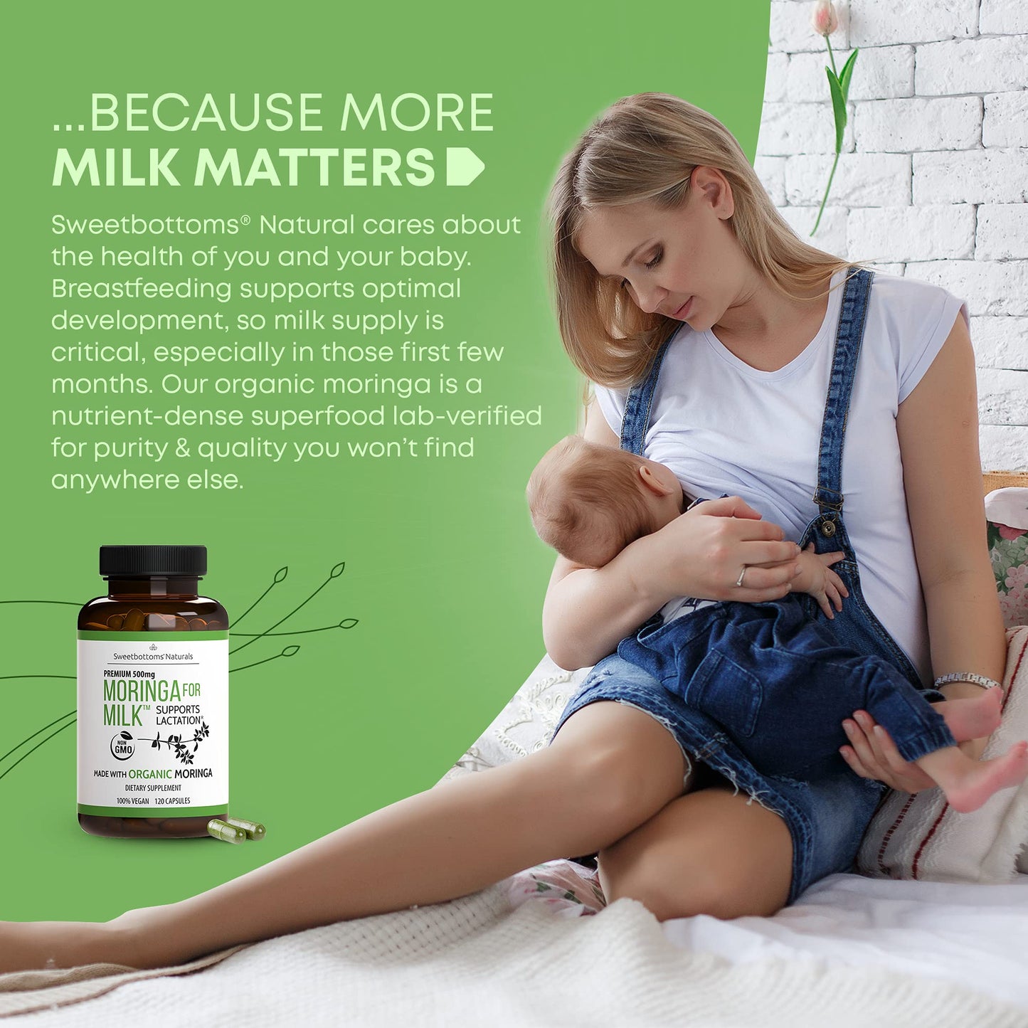 Lactation Supplement - Organic Moringa Capsules for Breastfeeding Support to Increase Breastmilk Supply (120 ct) Pure Malunggay Leaf Powder for Milk Production Booster - PrimeBioHealth - canada supplements