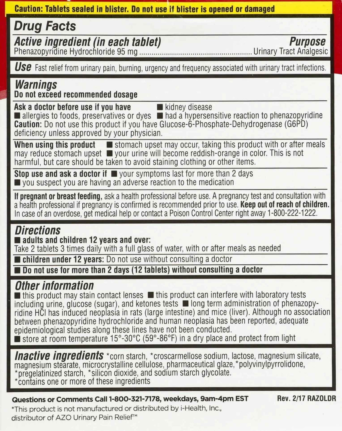 Leader Urinary Pain Relief Maximum Strength, Urinary Tract Analgesic, Relieves Burning and Urgency, Phenazopyridine Hydrochloride 95 mg, for Adults, Both Men & Women, 30 Tablets