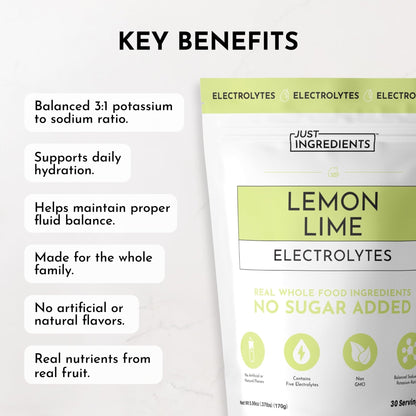 Lemon Lime Electrolytes – 30‑Serving Hydration Drink Mix with Coconut Water, Sea Salt, and Trace Minerals – Supports Energy, Recovery, and Electrolyte Balance* - PrimeBioHealth - canada supplements