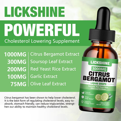 lickshine 2 Pack 3000mg Citrus Bergamot Liquid Drops - High Absorption - Cholesterol Lowering Supplement for Immune Support Anti-Aging, - PrimeBioHealth - canada supplements