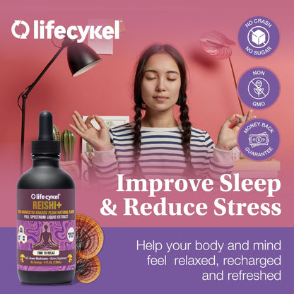 Life Cykel - Reishi Mushroom Extract with Wild Kakadu Plum - Potent Immune & Sleep Support Supplement, Vitamin-C Rich Adaptogen Mushroom Drops - 4 Fl Oz - PrimeBioHealth - canada supplements