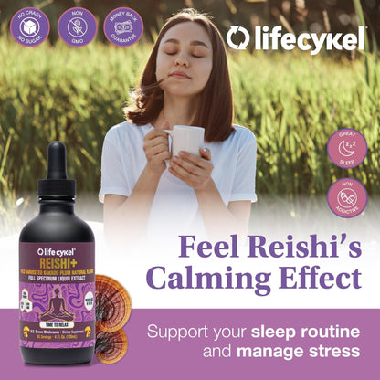 Life Cykel - Reishi Mushroom Extract with Wild Kakadu Plum - Potent Immune & Sleep Support Supplement, Vitamin-C Rich Adaptogen Mushroom Drops - 4 Fl Oz - PrimeBioHealth - canada supplements