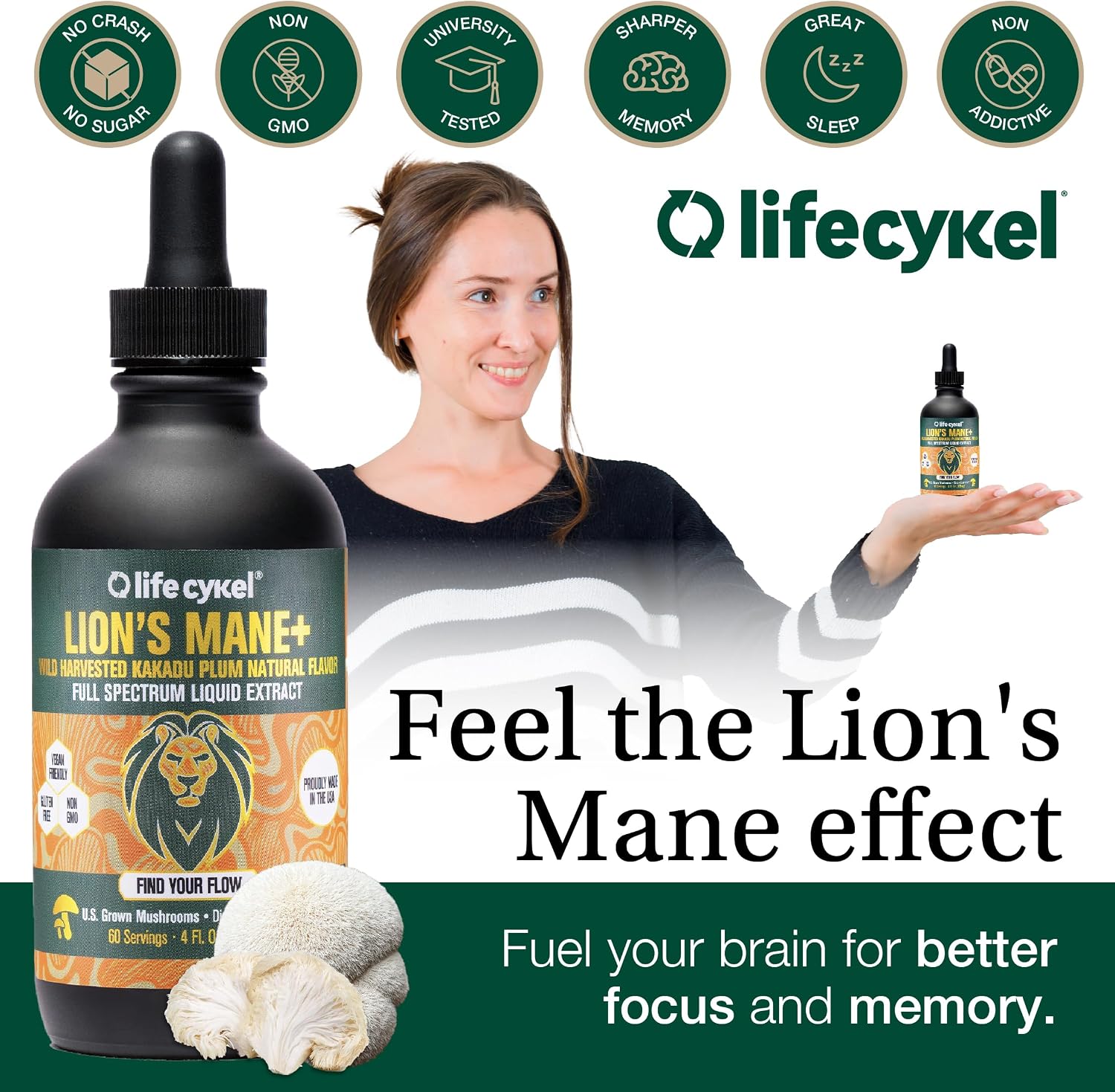 Life Cykel This is It Pack - Chaga, Lion's Mane & Cordyceps Mushroom Extract - Full-Spectrum Mushroom Tincture for Energy, Mental Clarity & Immune Support - Vegan, Non-GMO- 2Fl/Oz Per Bottle - PrimeBioHealth - canada supplements
