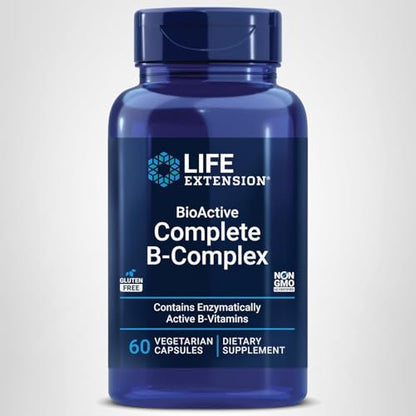Life Extension BioActive Complete B-Complex, Heart, Nerve Support, Healthy Energy, Metabolism, Complete B Complex, 60 Vegetarian Capsules - PrimeBioHealth - canada supplements