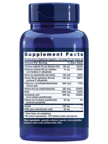 Life Extension BioActive Complete B-Complex, Heart, Nerve Support, Healthy Energy, Metabolism, Complete B Complex, 60 Vegetarian Capsules - PrimeBioHealth - canada supplements