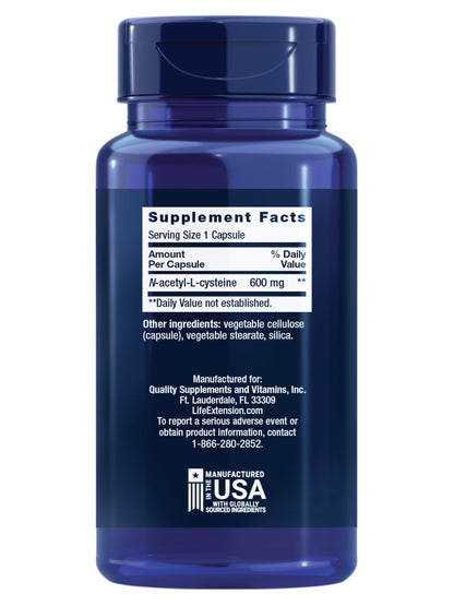 Life Extension N-Acetyl-L-Cysteine (NAC), Immune, Respiratory, Liver Health, NAC 600 mg, Potent antioxidant Support - PrimeBioHealth - canada supplements