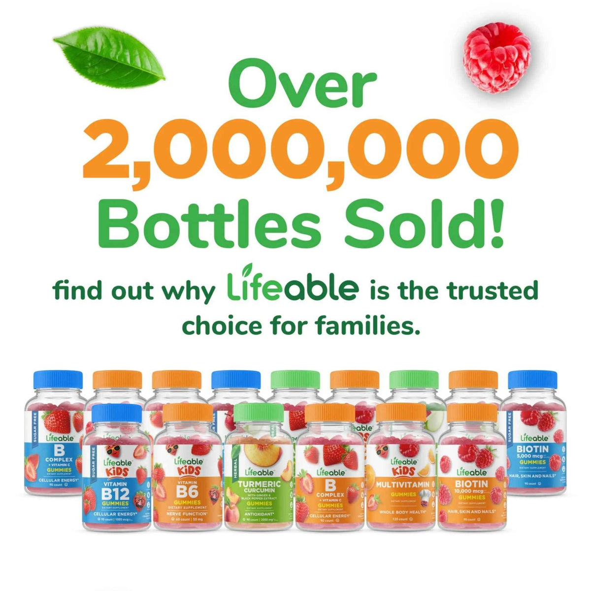 Lifeable Sugar Free Multivitamin Gummies | with Iron Vitamin A, C, D, E, Niacin, B6, Folate, B12, Biotin, Pantothenic Acid, Zinc |