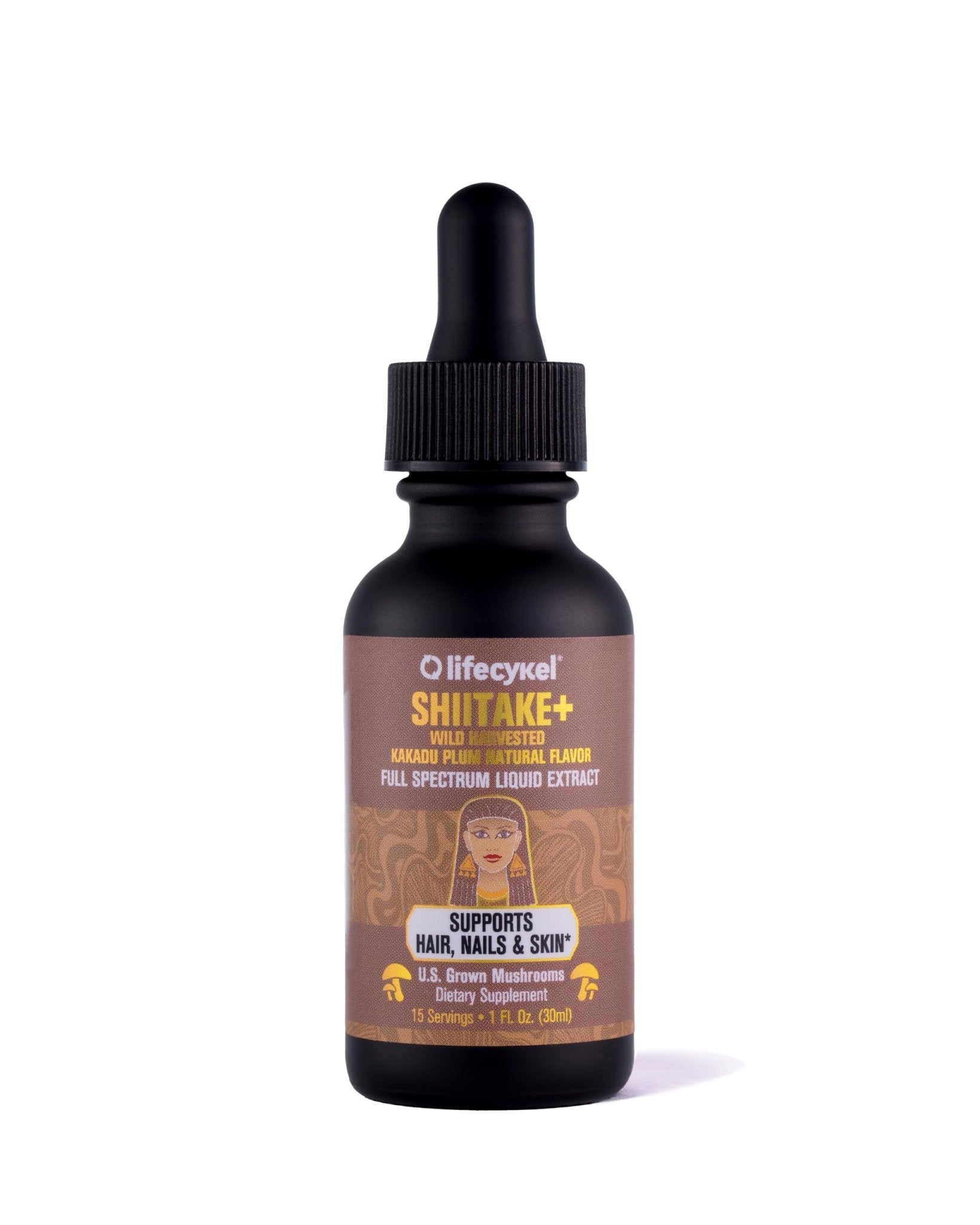 Lifecykel - Shiitake Mushroom Extract with Kakadu Plum- Hair, Skin & Nail Support, Anti Aging Supplement- 100% Organic Mushrooms, Immune Boosting, Vitamin C Made in The US- 2 Fl oz(Packaging May Vary) - PrimeBioHealth - canada supplements