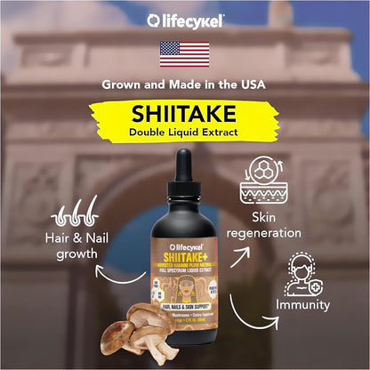 Lifecykel - Shiitake Mushroom Extract with Kakadu Plum- Hair, Skin & Nail Support, Anti Aging Supplement- 100% Organic Mushrooms, Immune Boosting, Vitamin C Made in The US- 2 Fl oz(Packaging May Vary) - PrimeBioHealth - canada supplements
