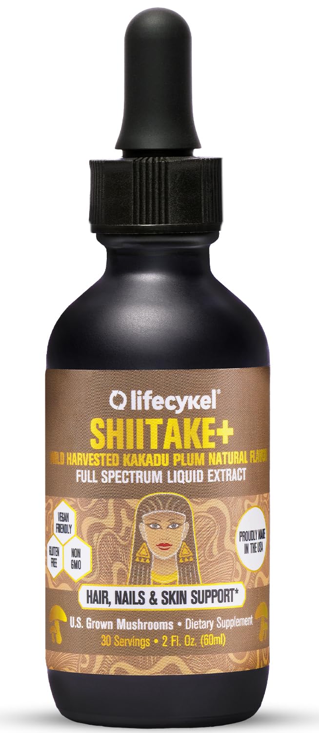Lifecykel - Shiitake Mushroom Extract with Kakadu Plum- Hair, Skin & Nail Support, Anti Aging Supplement- 100% Organic Mushrooms, Immune Boosting, Vitamin C Made in The US- 2 Fl oz(Packaging May Vary) - PrimeBioHealth - canada supplements