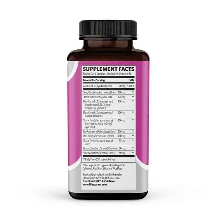 LifeSeasons - PreMense-T - PMS Relief Supplement - Support for Pre-Menstrual Symptoms, Cramping & Breast Tenderness - Nourish Tissue - Ginger Crampbark Dong Quai Chasteberry & Vitamin B6-60 Capsules