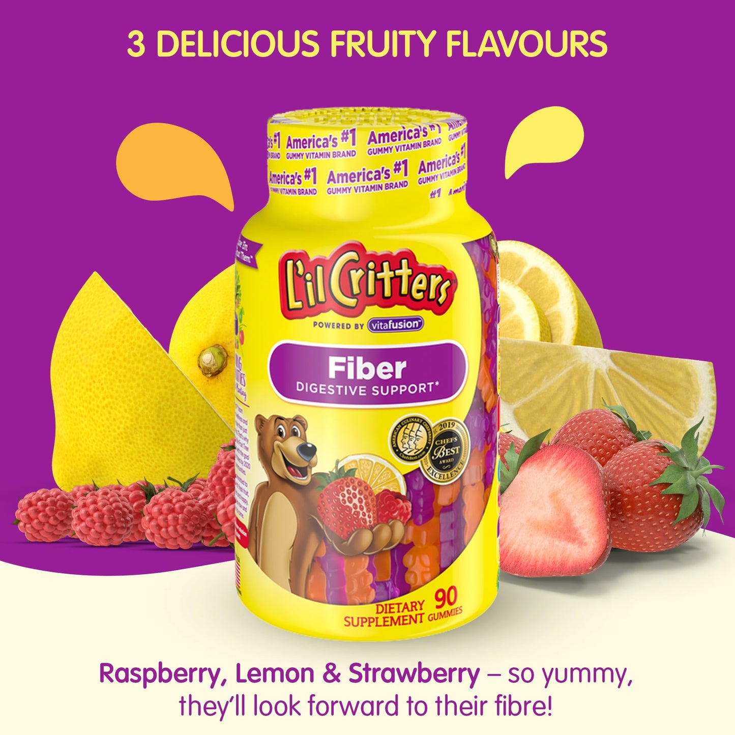 L’il Critters Fiber Daily Gummy Supplement for Kids, for Digestive Support, Berry and Lemon Flavors, 90 Gummies - PrimeBioHealth - canada supplements