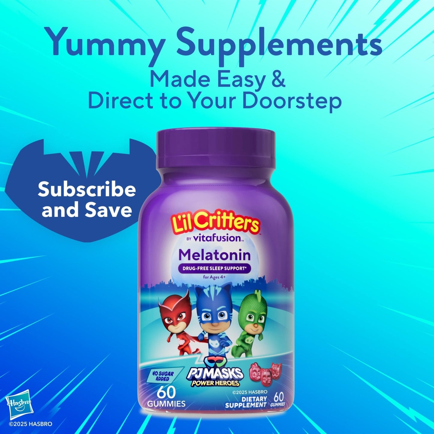 L'il Critters PJ Masks Melatonin Gummy Supplements, 60 Gummies - PrimeBioHealth - canada supplements
