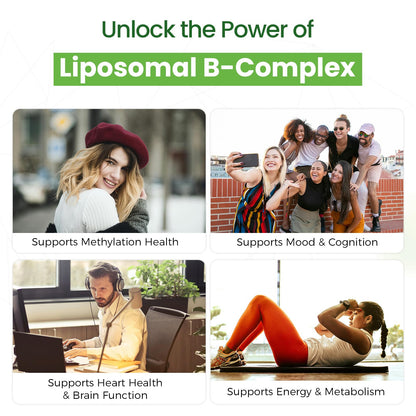 Liposomal B Complex for High Absorption Methylated B12,L-Methyfolate(5-MTHF ),Full Active B Vitamins with Choline Inositol-Energy, Metabolism,Brain & Heart Support - PrimeBioHealth - canada supplements
